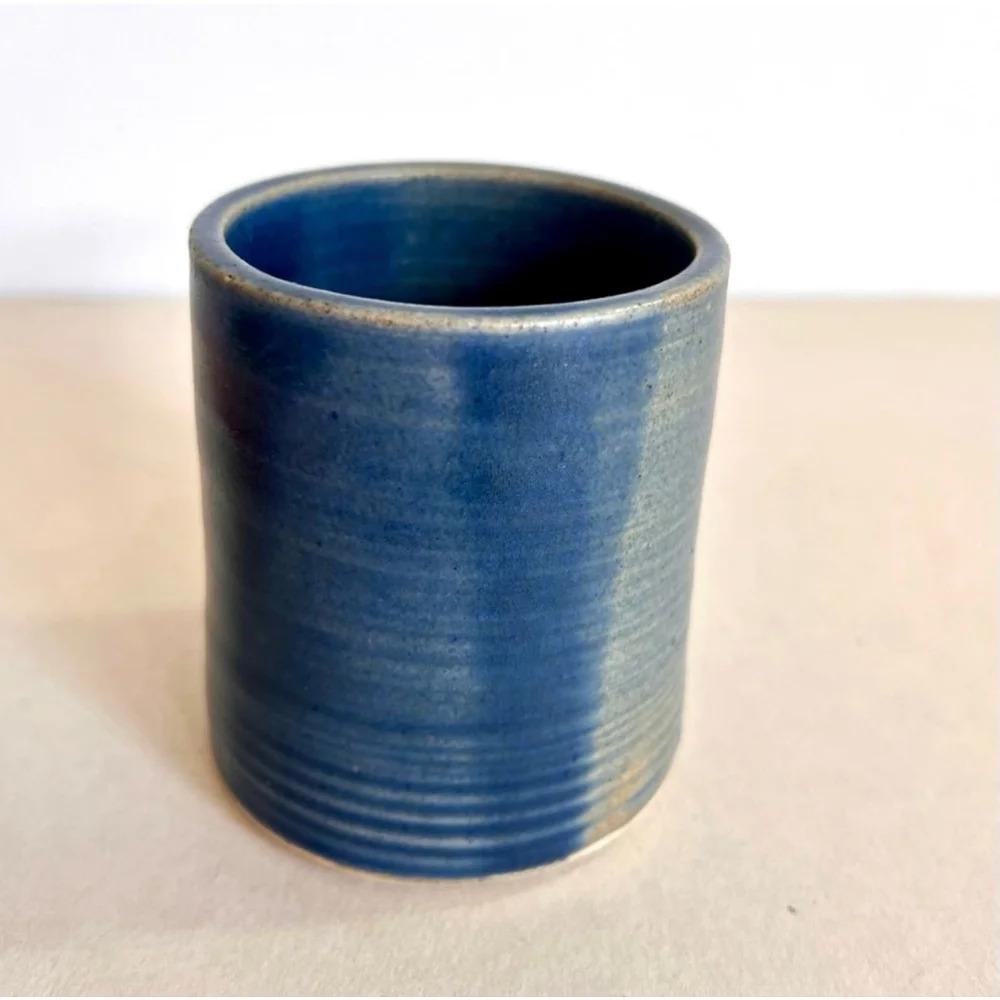 Unbranded Vintage Blue handmade pottery Ceramic Cup Pencil Holder‎ 3 inches